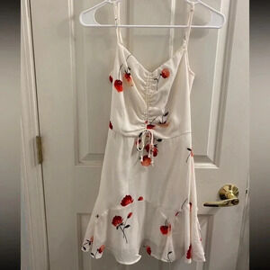 White floral above knee spaghetti strap Extra Small Dress